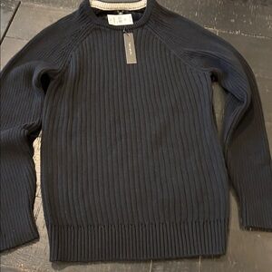 NWT Men’s Tahari Black Ribbed Knit Sweater Crewneck Medium